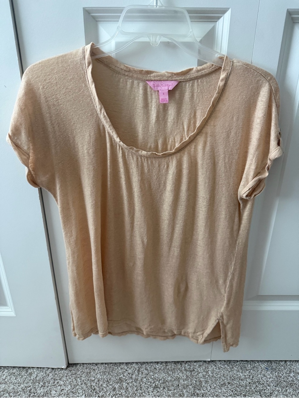 Lilly Pulitzer Inara Sand Dune Linen Metallic Cottagecore Shirt - Picture 2 of 7